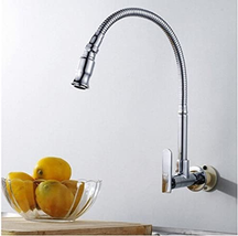 Kitchen Sink Faucets 360 Rotatable Single Lever Stainless Steel Wall-Mounted Kit - £26.14 GBP