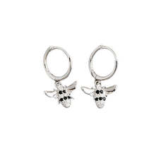 Anyco Earrings Sterling Silver Punk Black Zircon 3D Bee Pendant Ear Buckle - £21.99 GBP