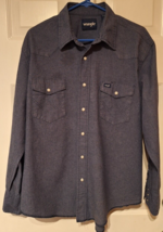 Wrangler Shirt Mens Sz XL Blue Chambray Pearl Snap Long Sleeve Western Work - $19.40