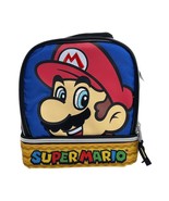 Super Mario Nintendo Insulated 2 Compartment Zippered Lunch Box Bag NEW - $12.65