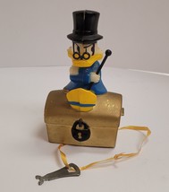 Vtg Disney SCROOGE MCDUCK on Treasure Chest Piggy Coin Bank w/ Key 6&#39;&#39; Finland - £110.64 GBP