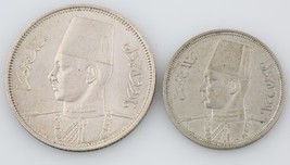 2 Égyptien Pièces Égypte 1939 5 Piastre 1941 5 Milliemes Almost Uncircul... - $110.18