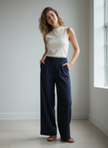 Women Pants By and By Women High Rise Wide Leg Pants Size 10 Navy - $17.82