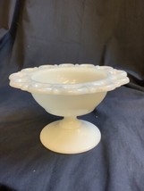 Vintage Anchor Hocking Old Colony Open Lace Edge Milk Glass Compote NO LID - £10.54 GBP