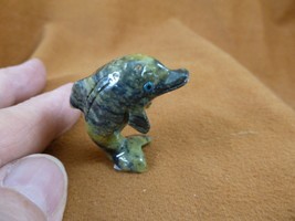 (Y-DOL-104) little green Serpentine DOLPHIN figurine SOAPSTONE PERU dolp... - $13.09