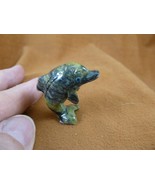 (Y-DOL-104) little green Serpentine DOLPHIN figurine SOAPSTONE PERU dolp... - $13.09