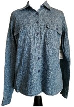 Guess 1981 Denim Top Womens XS Blue Polka Dot Shirt 100% Cotton Chambray... - $18.22