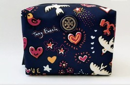Nwt Tory Burch Brigitte Cosmetic Large Make Up Bag Peace Love Print Gift Receipt - £64.33 GBP