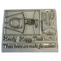 Ride Em Cowgirl Acrylic Stamps Country Western Cactus Happy Trails - £6.19 GBP