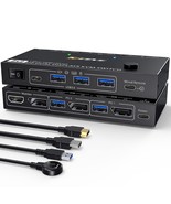 Kvm Switch Dual Monitor Displayport1.4 4K@60Hz For 2 Computers, Each Pc ... - £132.19 GBP