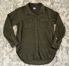 KAVU Flannel Shirt Mens Medium Green Herringbone Long Sleeve Button-Up C... - £21.36 GBP