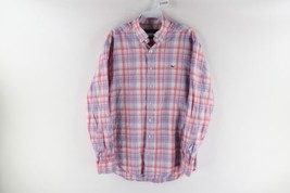 Vineyard Vines Mens Medium Slim Fit Whale Shirt Linen Blend Plaid Button Shirt - £30.19 GBP