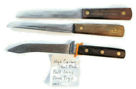 2 Unbranded &amp; 1 Tru-Edge Ontario Vintage Kitchen Chef Knives High Carbon Steel - £41.57 GBP