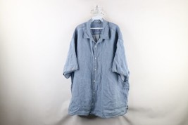 Tommy Bahama Mens 3XB Faded Chambray Linen Short Sleeve Collared Button Shirt - $44.50