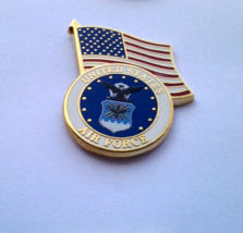 United States Air Force Logo With US Flag (1-3/16&quot;) Military Hat Pin 13774 - $10.98