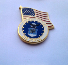 United States Air Force Logo With US Flag (1-3/16&quot;) Military Hat Pin 13774 - $209.02 MXN