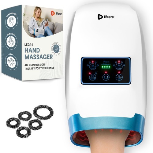 Legra Hand Massager with Heat and Compression - Finger, Wrist, and Palm ... - $50.40