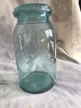 Aqua 1900-1910 Ball Jar with Glass Wax Lid # 4. 113 year old Ball Jar - $27.00