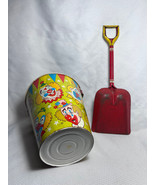 Vtg The Ohio Art Co Circus Clown Tin Litho Sand Bucket &amp; Happy Sandman S... - £27.69 GBP