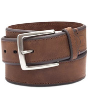 Club Room Men&#39;s Faux Leather Bevel-Edge Casual Belt Brown-38 - £11.79 GBP