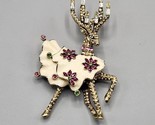 Heidi Daus Bella Donner Reindeer Brooch White Enamel Jewelry Swarovski C... - £70.02 GBP
