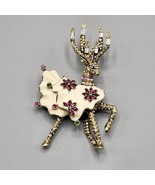 Heidi Daus Bella Donner Reindeer Brooch White Enamel Jewelry Swarovski C... - £68.40 GBP