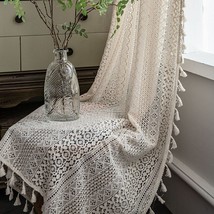 Wazzio Farmhouse Crocheted Curtains Vintage Geometric Lace Curtains & Drapes 63 - £34.36 GBP