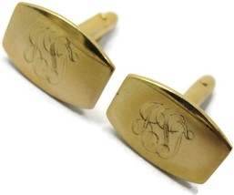 Vintage Cufflinks 1/20 14K Gold Filled Marked D B Engraved &quot;JST&quot; - £38.82 GBP