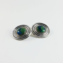 Ben J Chavez Sterling Silver Turquoise Earrings - Vintage Artisan Signed... - $27.99