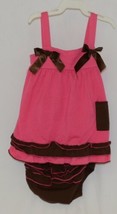 I love Baby Two piece Sun Top Ruffled Bloomers Hot Pink Brown Size 3 to4 T image 1