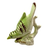 Vintage 4 Inch Green Porcelain Finch Perched on Branch Figurine Made In ... - £17.42 GBP