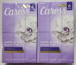 Caress Brazilian Gardenia &amp; Coconut Milk Floral Oil Essence 12 Beauty Bars Soap - £25.02 GBP