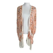 Torrid Womens Shirt Adult One Size Shawl Duster Orange Peach Lace Sleeve... - £18.28 GBP