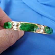 Earth mined Imperial Jadeite Jade Diamond Antique Deco Bangle Bracelet 1... - $37,762.50