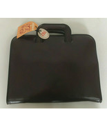 vintage burgundy  leather portfolio binder document case retractable han... - £27.98 GBP