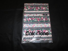NOS Colortone FRUIT/FLORAL STRIPE 35% Cotton 65% Polyester TABLECLOTH--6... - $12.00