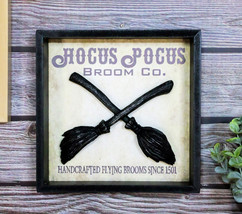 Wicca Hocus Pocus Broom Co Crossed Flying Brooms Wall Decor Plaque Pictu... - £25.57 GBP