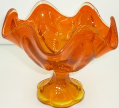 VINTAGE VIKING AMBERINA BLOOD ORANGE GLASS CANDY PEDESTAL BOWL - $24.00