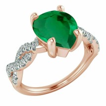 Fede nuziale di fidanzamento placcata oro rosa 10k con smeraldo verde da... - £80.91 GBP
