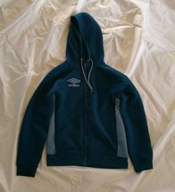 Umbro Men&#39;s Poseidon Coronet Blue Full Zip Hoodie Quilted Fleece Sweatsh... - $39.00