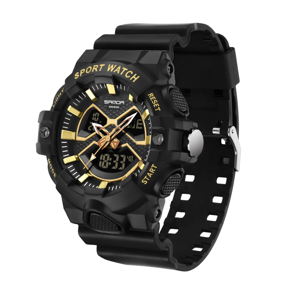 SANDA 2024   Men&#39;s  50M Waterproof LED Digital Wristwatch for Male Clock Stopwat - £50.37 GBP