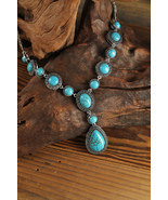 Crackle Turquoise Water Drop Charm Necklace - Trending Necklaces - £11.77 GBP