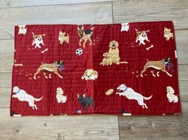 Plow &amp; Hearth Dog Park Red Cotton Quilted King Sham Pillowcase - £23.97 GBP