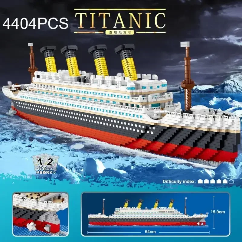 4404PCS Titanic Building Blocks Cruise Ship Mini Assemble Bricks Model Toys Kits - £79.23 GBP