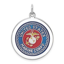 Sterling Silver U.S. Marine Corps Round Charm Jewerly 28.6mm x 22.7mm - £41.04 GBP