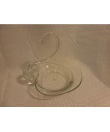 vintage clear Hand Blown Art Glass Swan jewelry trinket candy nut dish bowl - £18.37 GBP