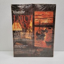 Vintage WonderArt Latch Hook Wall Hanging Kit Sunset Boats On Water 16&quot; x 32&quot; - £31.11 GBP