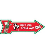 7up Fresh Up! Soda Sold Here Arrow Embossed Metal Sign Alcohol Beers - £19.61 GBP