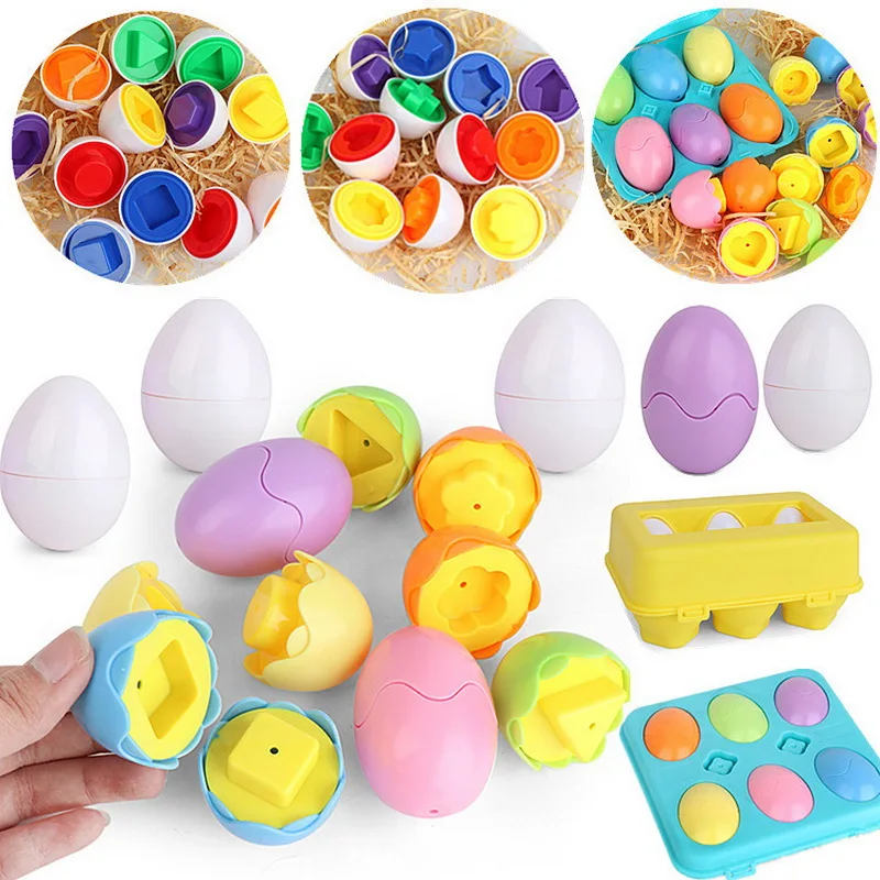 Baby Montessori Learning Education Math Toy Smart Eggs Puzzle Shape Matching - £9.36 GBP