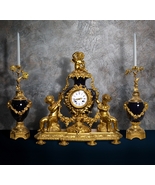 French Louis XVI style Clock 2 dials Gilt Bronze w Sèvres Porcelain 19th... - £9,396.87 GBP